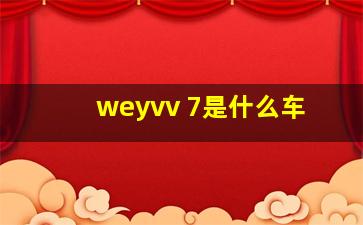 weyvv 7是什么车